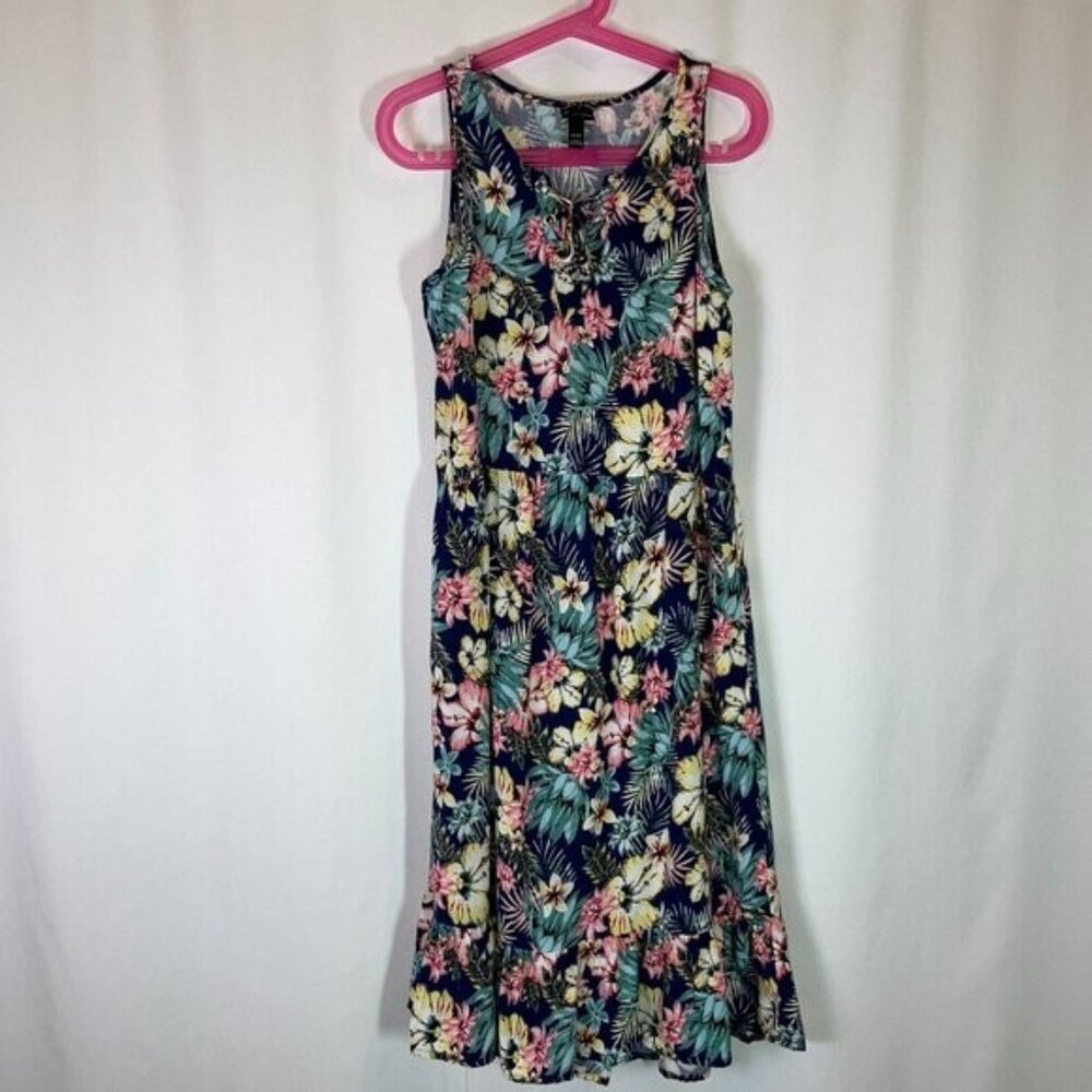 Art Class Girl's Size M Maxi Dress Tropical Floral Sleeveless Ruffle